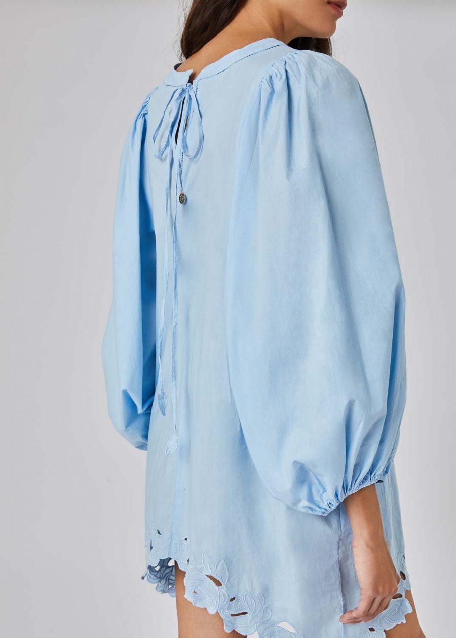 BLUGIRL POPLIN DRESS WITH ROSE INLAYS 18377 - Image 4