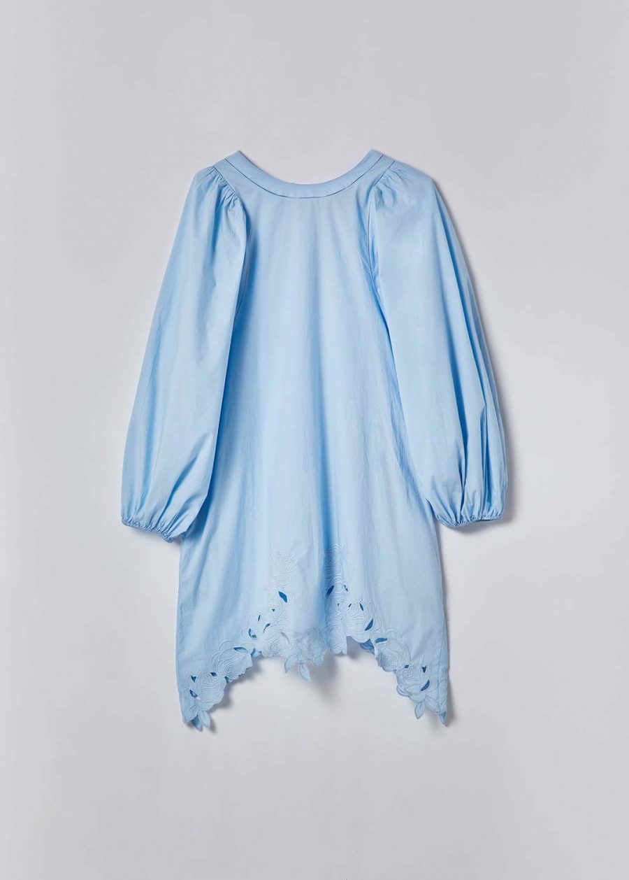 BLUGIRL POPLIN DRESS WITH ROSE INLAYS 18377