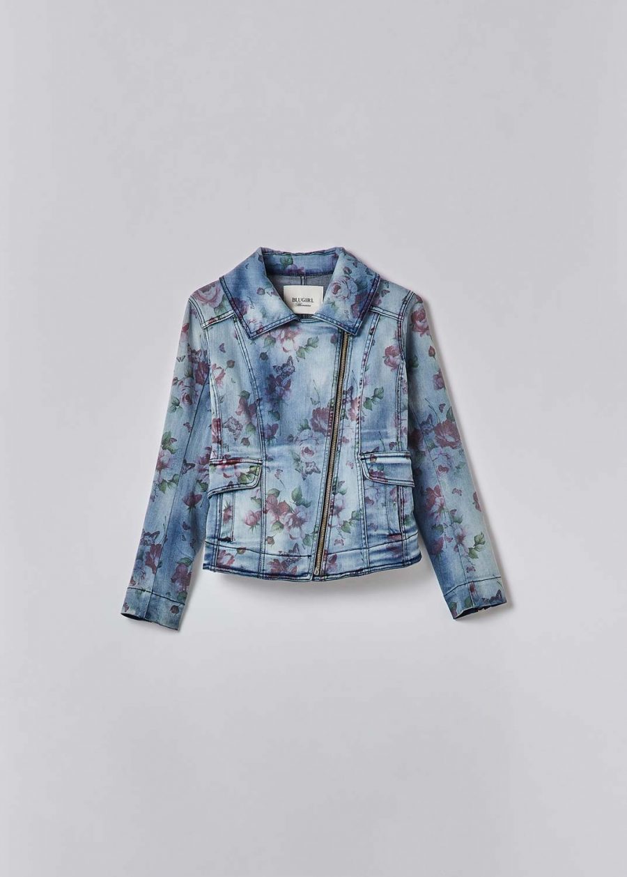 BLUGIRL ROSE PRINT DENIM JACKET 18382