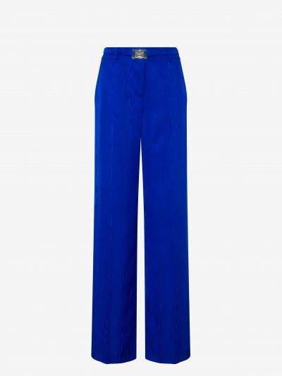 MOSCHINO FLOWING MOIRÉ SAFETY BELT TROUSERS 18629