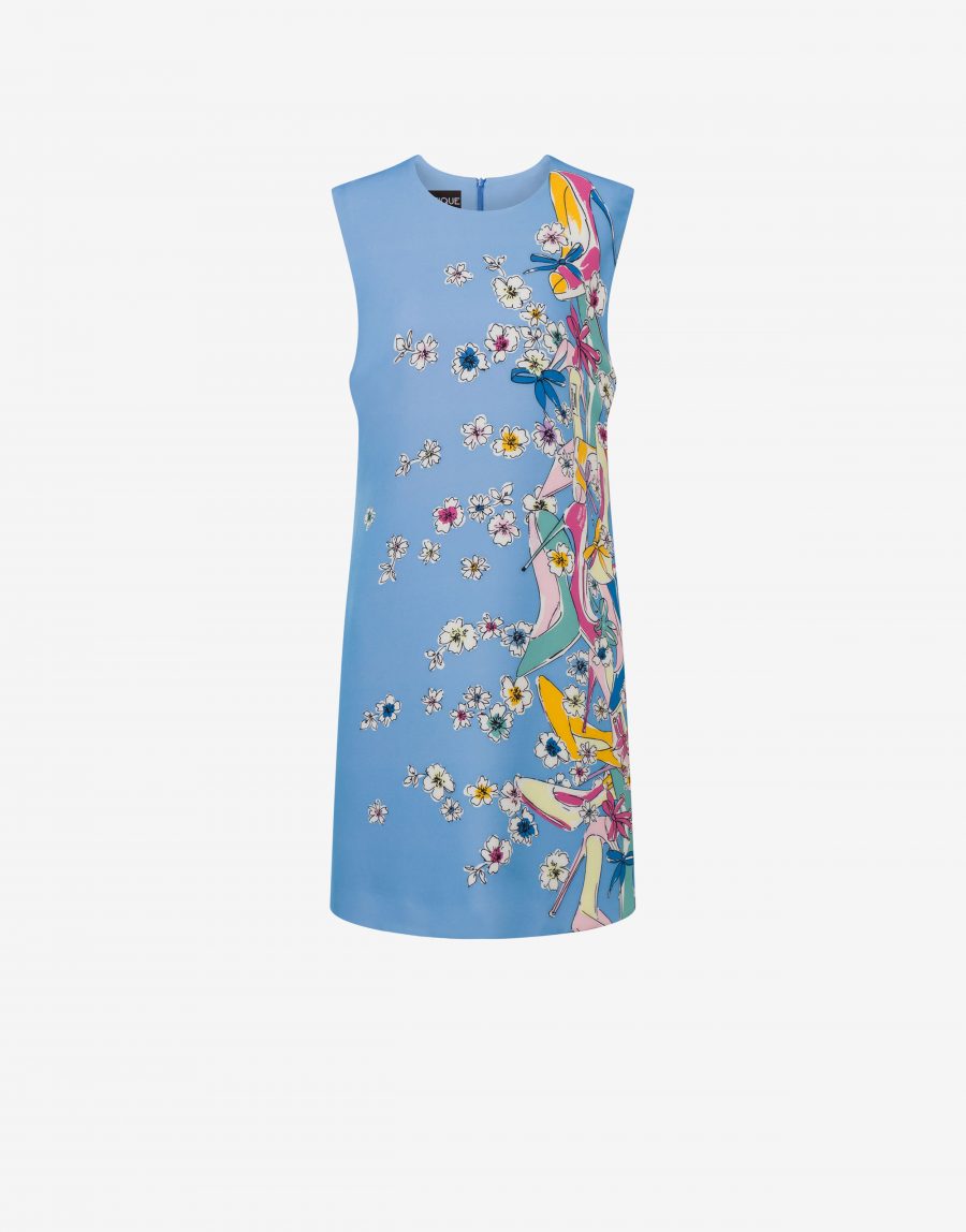 MOSCHINO HEELS & FLOWERS LIGHT CADY DRESS 18630