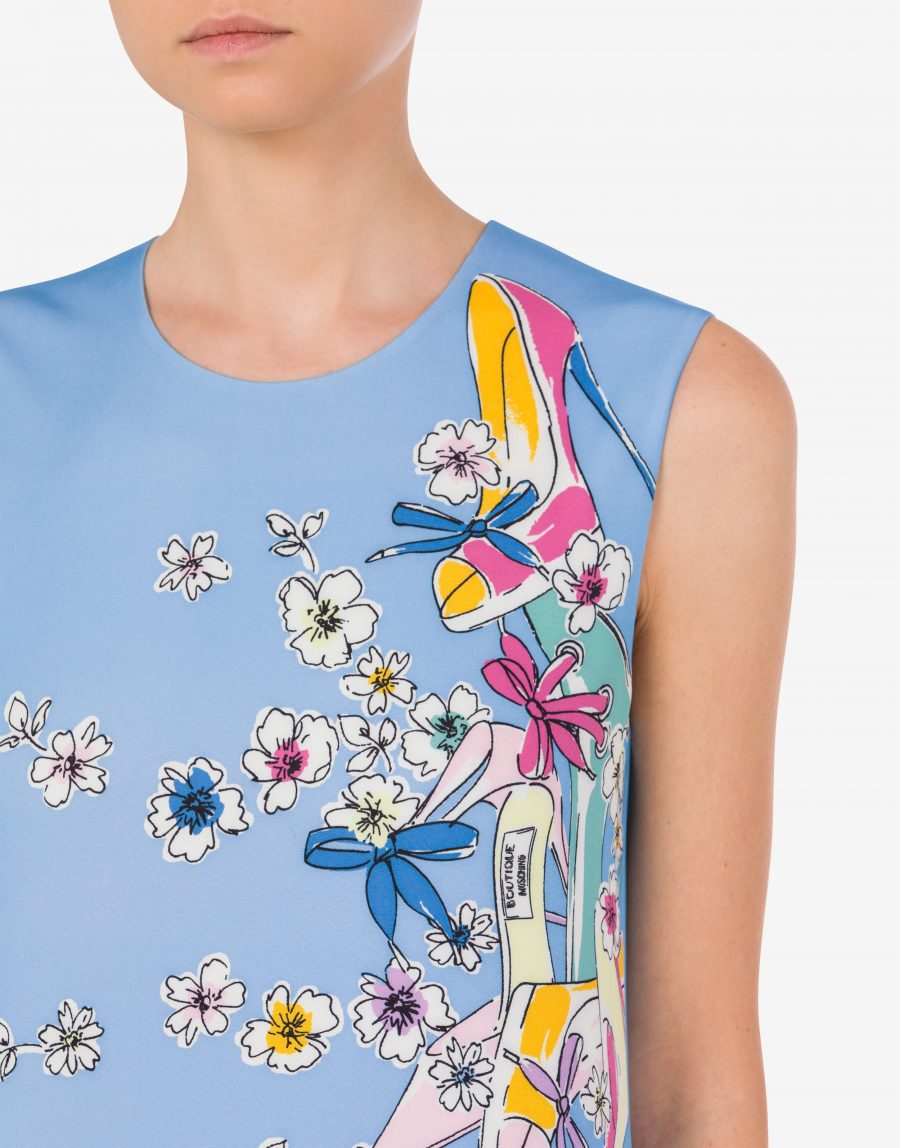 MOSCHINO HEELS & FLOWERS LIGHT CADY DRESS 18630 - Image 4