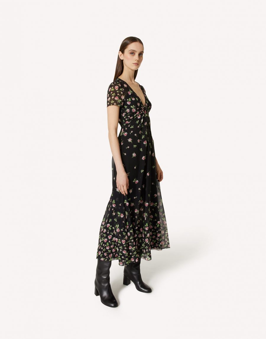 RED VALENTINO SILK DRESS WITH ROSE OMBRÉ PRINT 18808 - Image 5