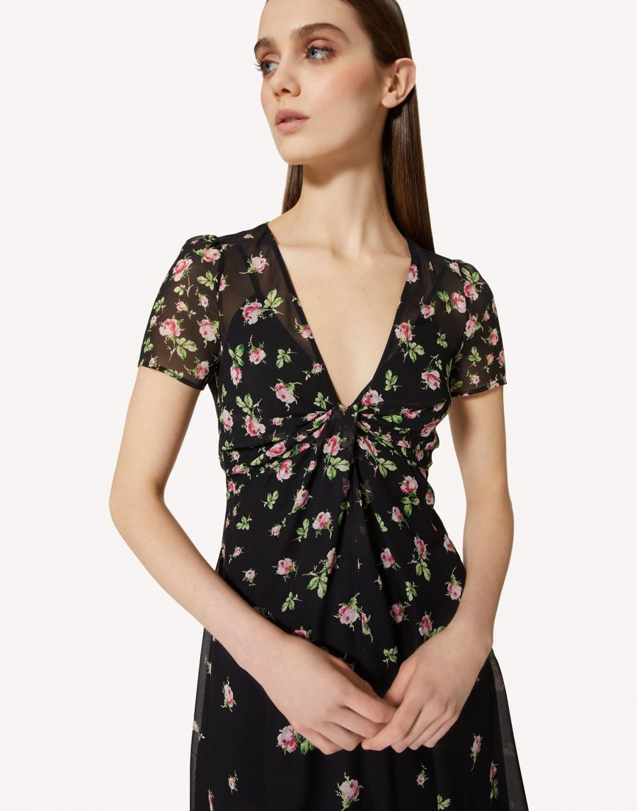 RED VALENTINO SILK DRESS WITH ROSE OMBRÉ PRINT 18808 - Image 4