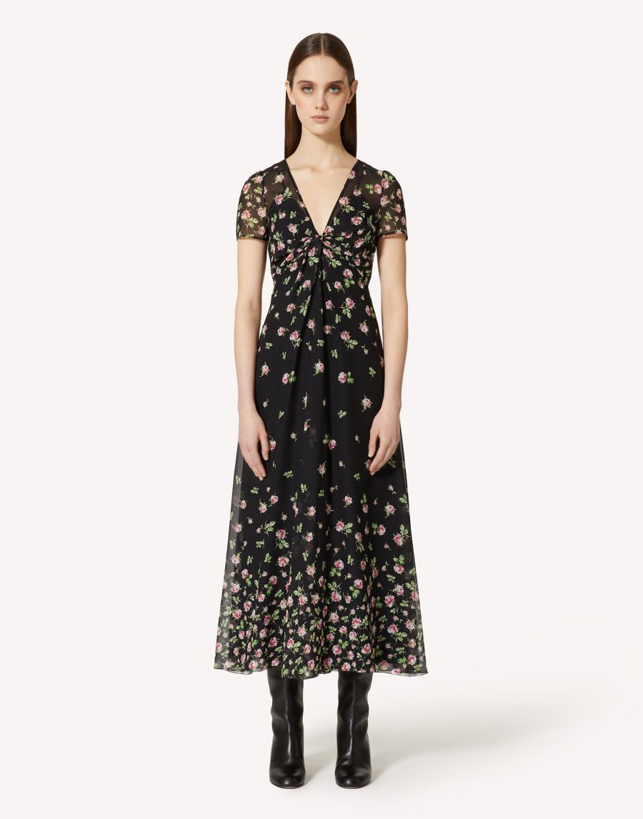 RED VALENTINO SILK DRESS WITH ROSE OMBRÉ PRINT 18808 - Image 2