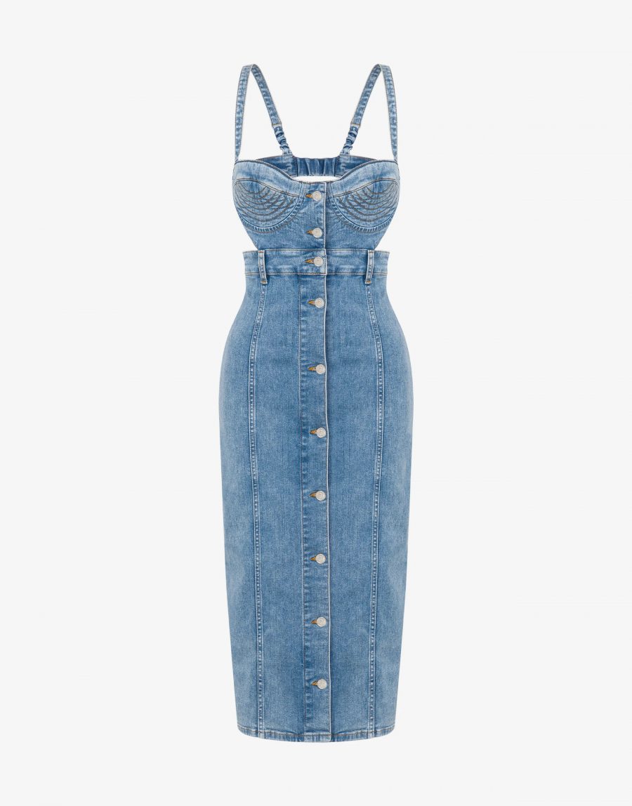 MOSCHINO STRETCH DENIM DRESS WITH CUT-OUTS 18820
