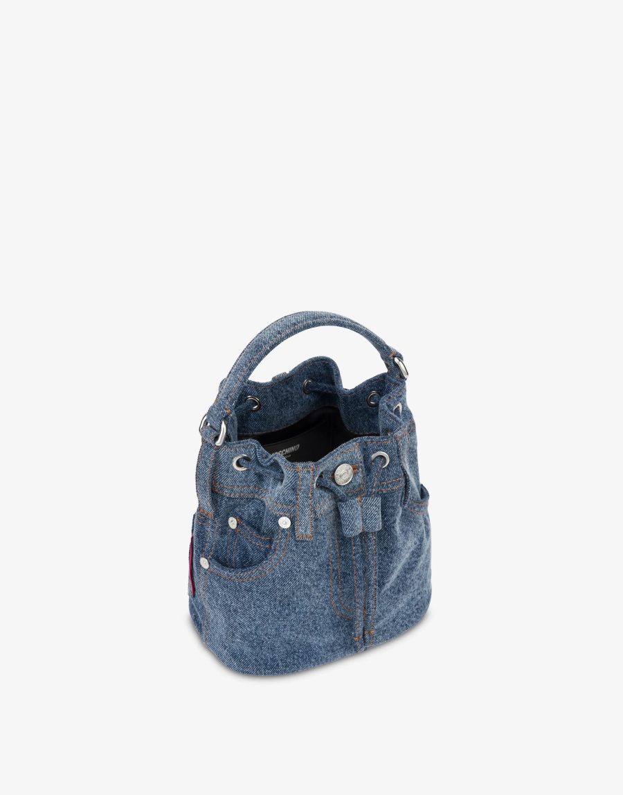 MOSCHINO WASHED DENIM BUCKET BAG 18826 - Image 3