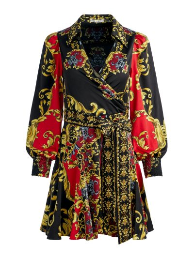 ALICE+OLIVIA ALISA WRAP GODET SHIRT DRESS 18849