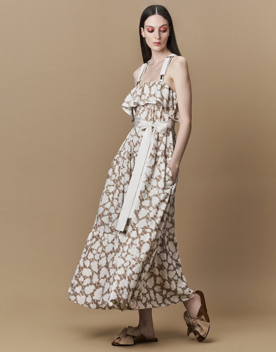 HIGH Full skirted dress with salopettes-style straps 24031 - Image 3