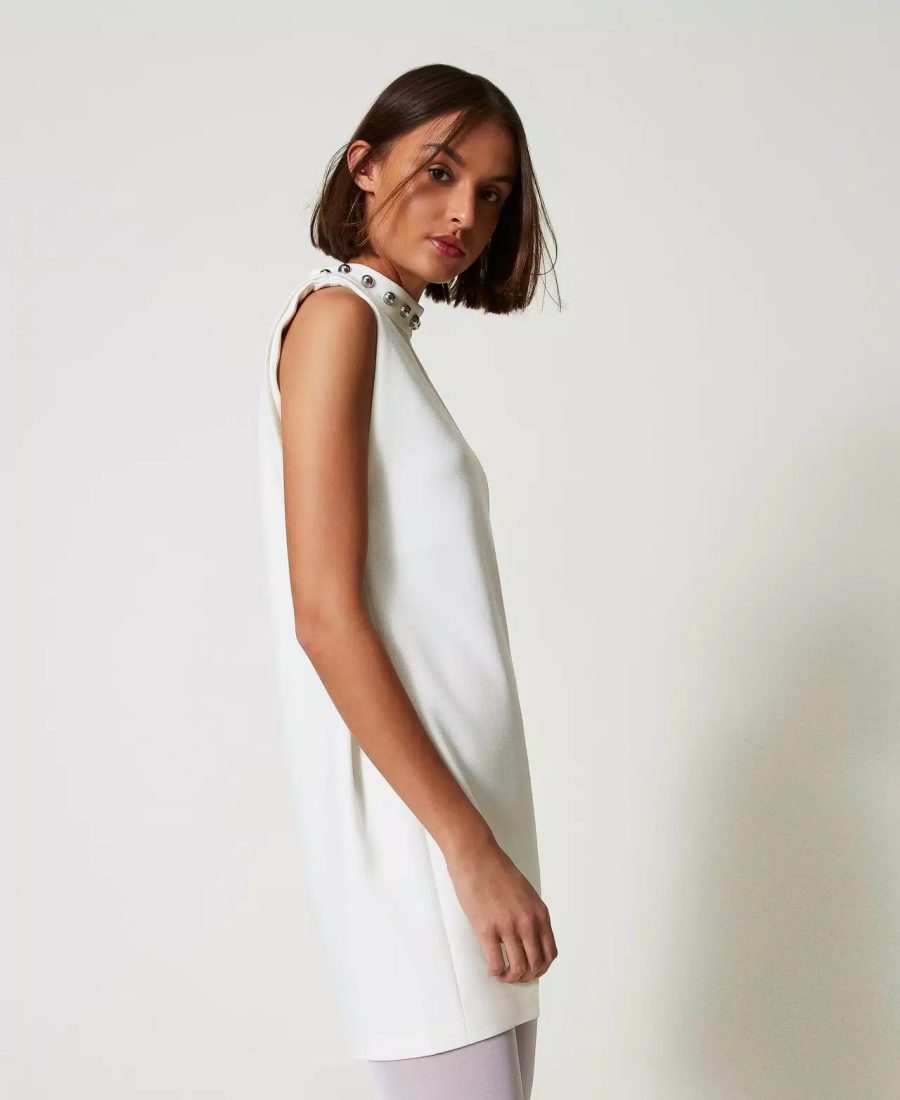 TWINSET Cady crêpe dress with metallic pearls 25029 - Image 5