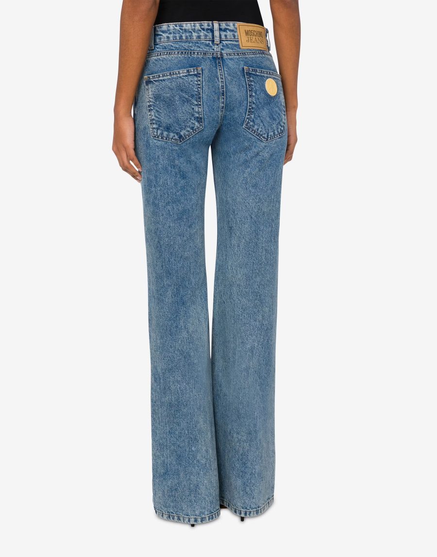 MOSCHINO Peace Symbol denim flared trousers 25017 - Image 3