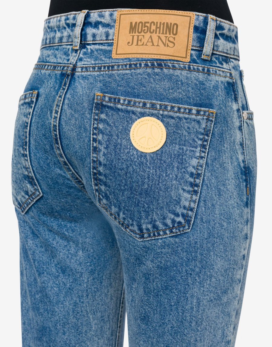 MOSCHINO Peace Symbol denim flared trousers 25017 - Image 4