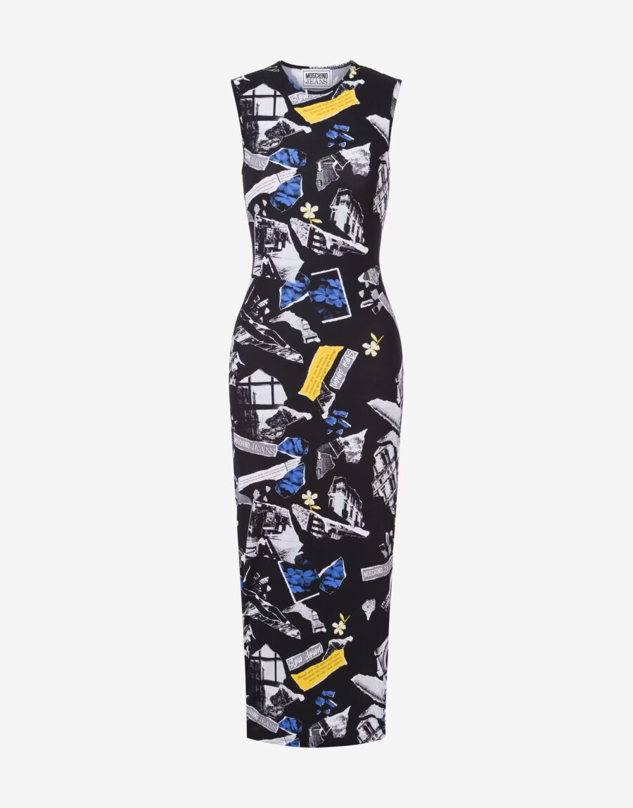 MOSCHINO Long lycra dress with all-over Punk print 25342