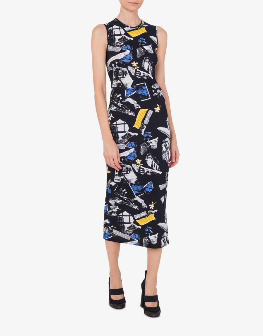 MOSCHINO Long lycra dress with all-over Punk print 25342 - Image 2