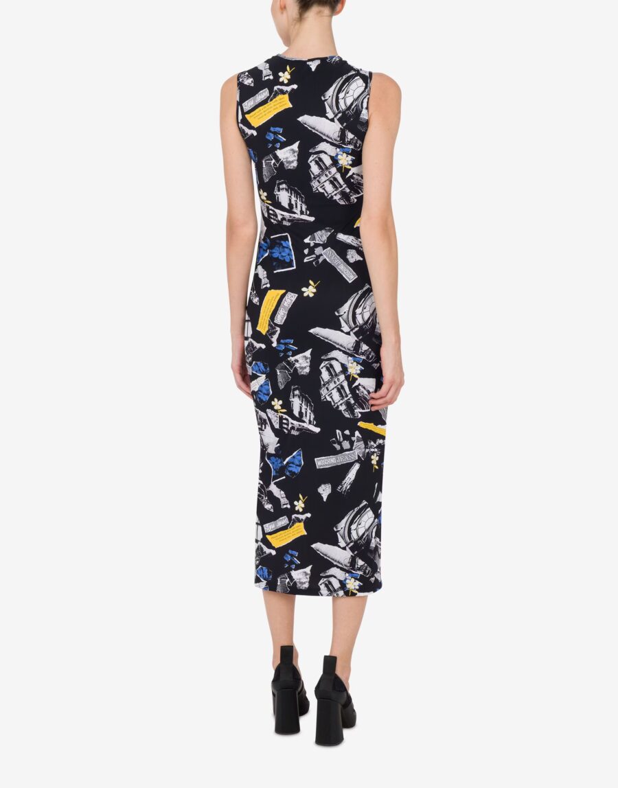 MOSCHINO Long lycra dress with all-over Punk print 25342 - Image 3