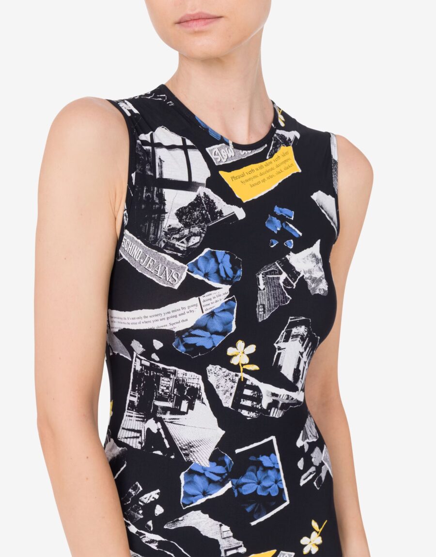 MOSCHINO Long lycra dress with all-over Punk print 25342 - Image 4