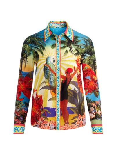 ALICE+OLIVIA WILLA SILK BLOUSE