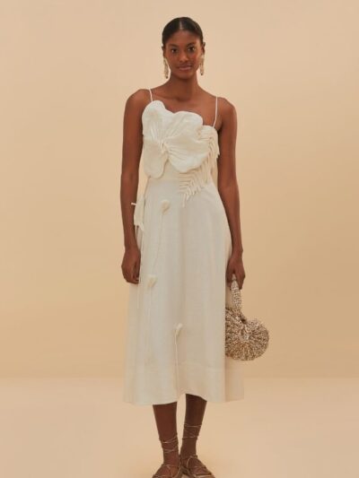 FARM RIO off-white garden lenzing™ ecovero™ euroflax™ midi dress