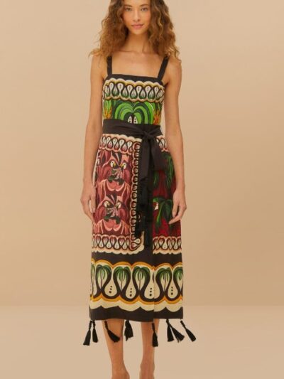 FARM RIO coconut tree flow scarf dress