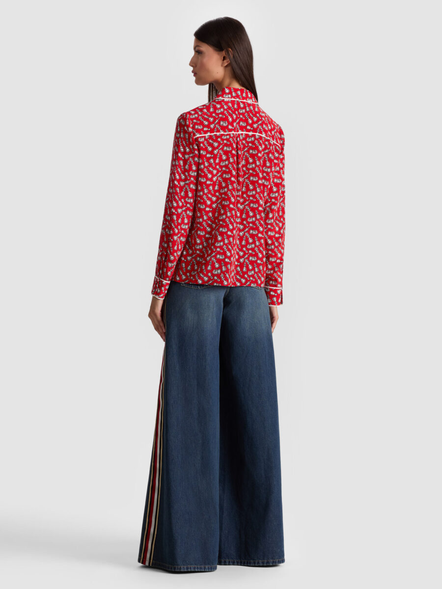 ALICE+OLIVIA WILLA SILK BLOUSE WITH PIPING 26173 - Image 3