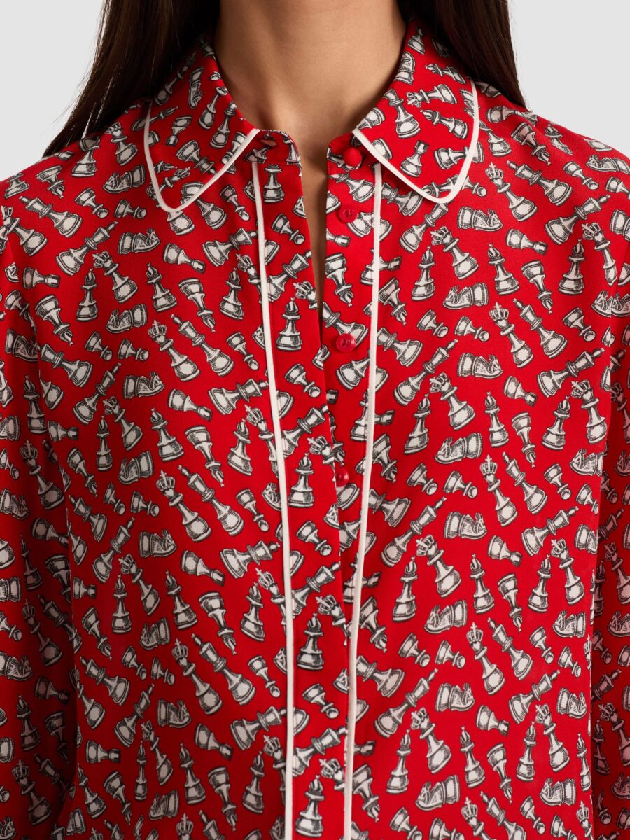 ALICE+OLIVIA WILLA SILK BLOUSE WITH PIPING 26173 - Image 4