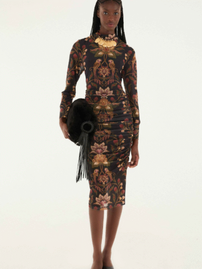 FARM RIO black berry garden tulle midi dress 26254