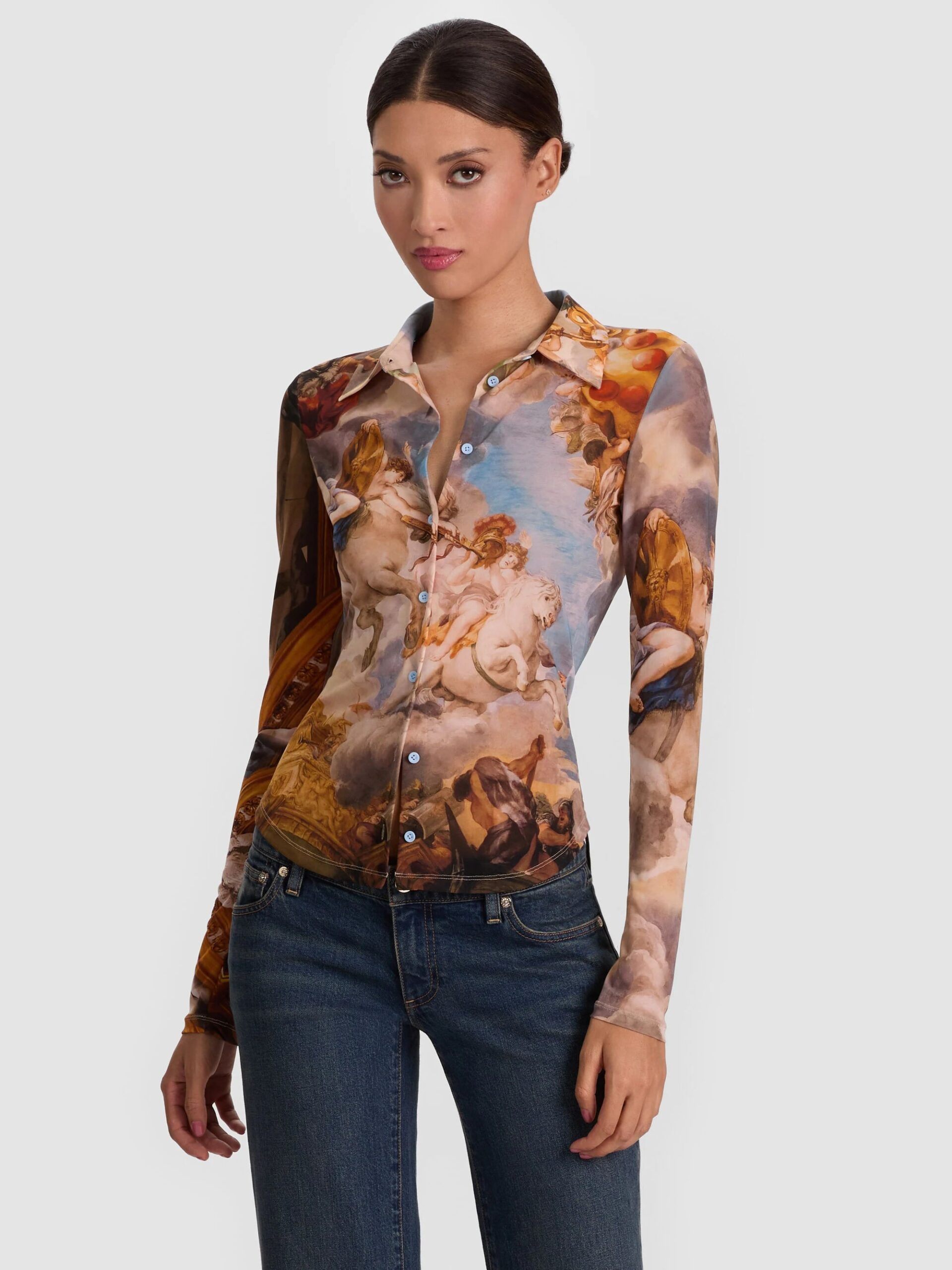 ALICE+OLIVIA JADE MESH BUTTON DOWN 26390 - Image 3