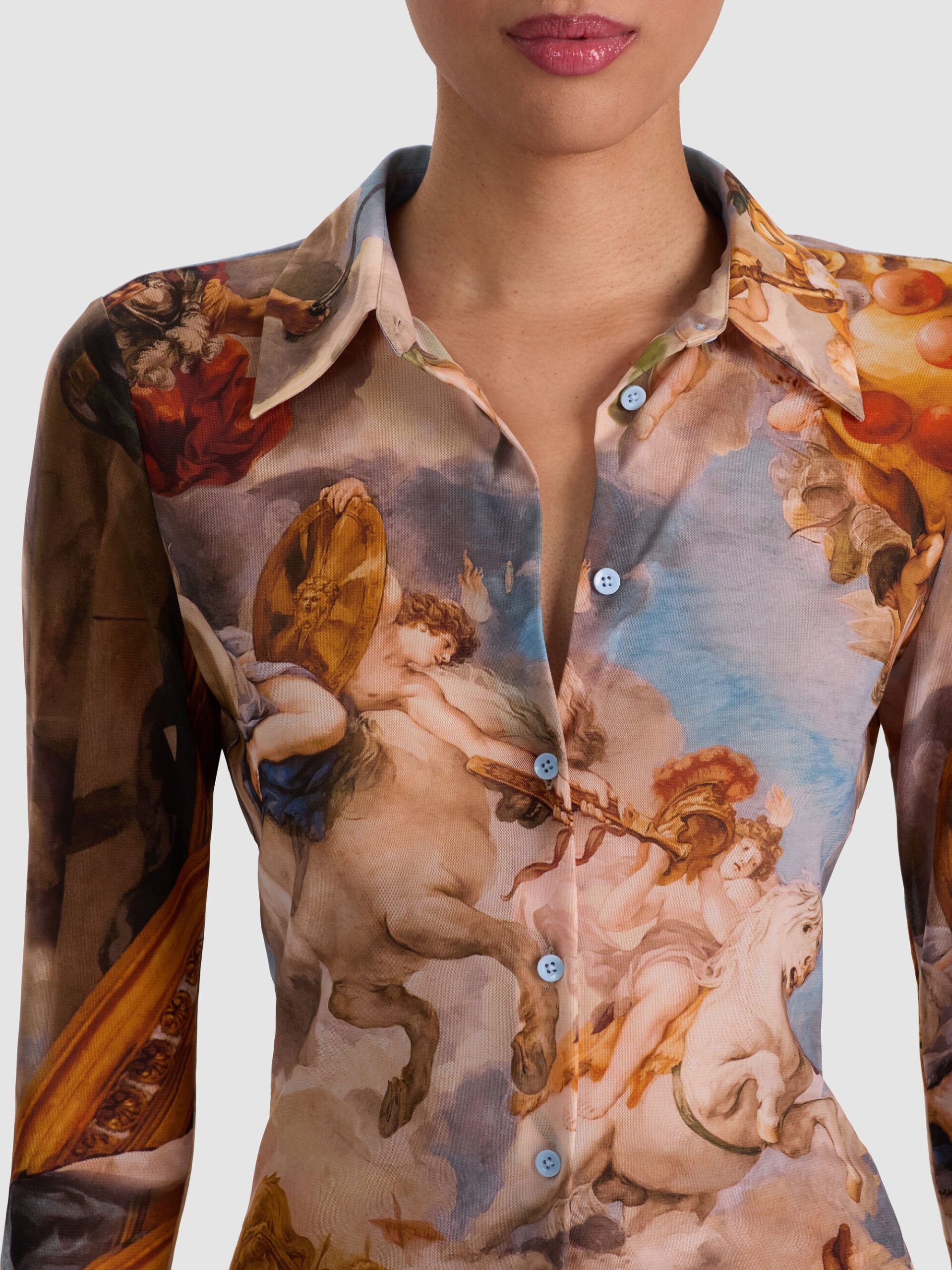 ALICE+OLIVIA JADE MESH BUTTON DOWN 26390 - Image 5