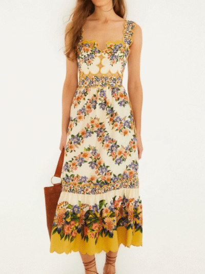 FARM RIO sand hilo stripes lenzing ecovero euroflax midi dress