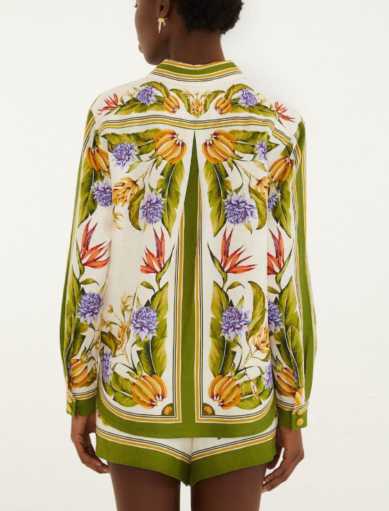 FARM RIO sand tropical scarf lenzing ecovero euroflax shirt - Image 2