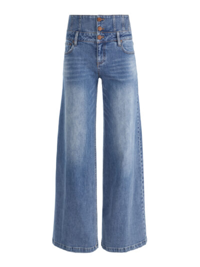 ALICE &OLIVIA WHIT ULTRA HIGH BUTTON FRONT JEAN 26520